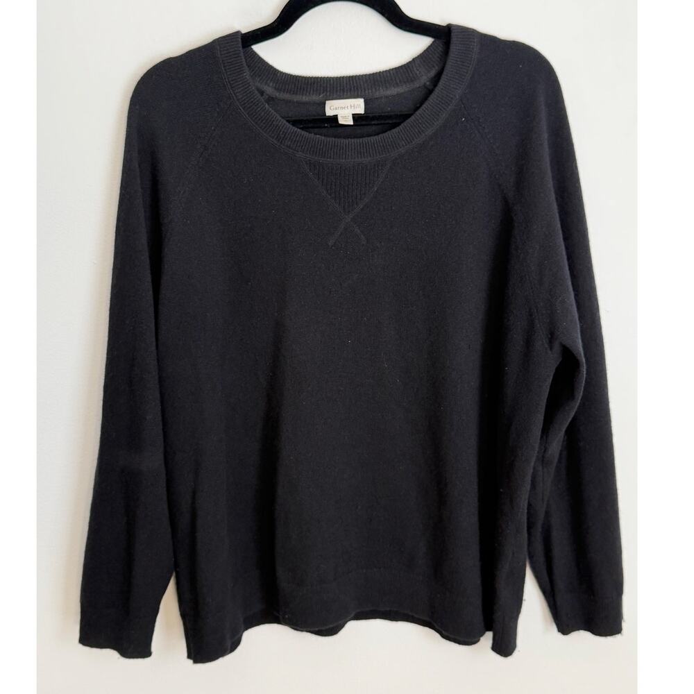 Garnet Hill Crewneck Black Cashmere Sweater Size XL